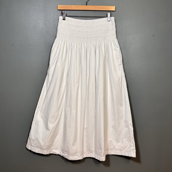 Madewell Dresses & Skirts - Madewell Maxi Skirt Womens Small Cottage Boho Smocked Waist Pockets Cotton White